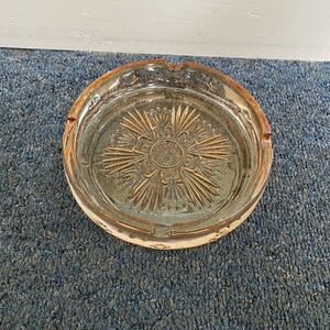 Vintage collectible 1970’s glass imprinted ashtray 7x7